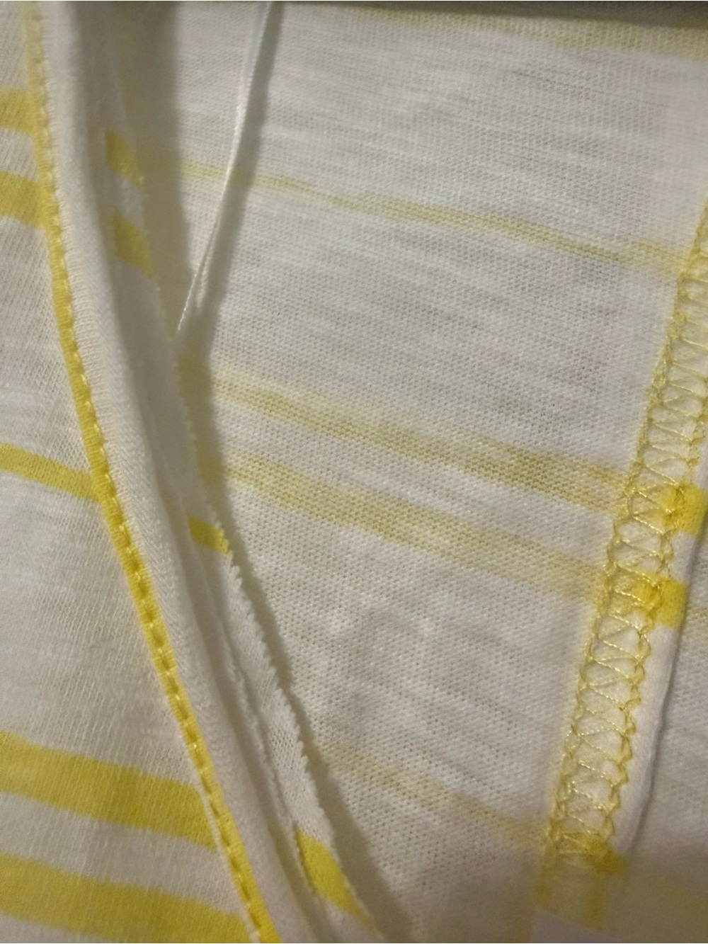 Oak & Trellis NWT 100% Cotton Yellow Stripe Boxy V-Neck Top- L - Picture 8 of 9